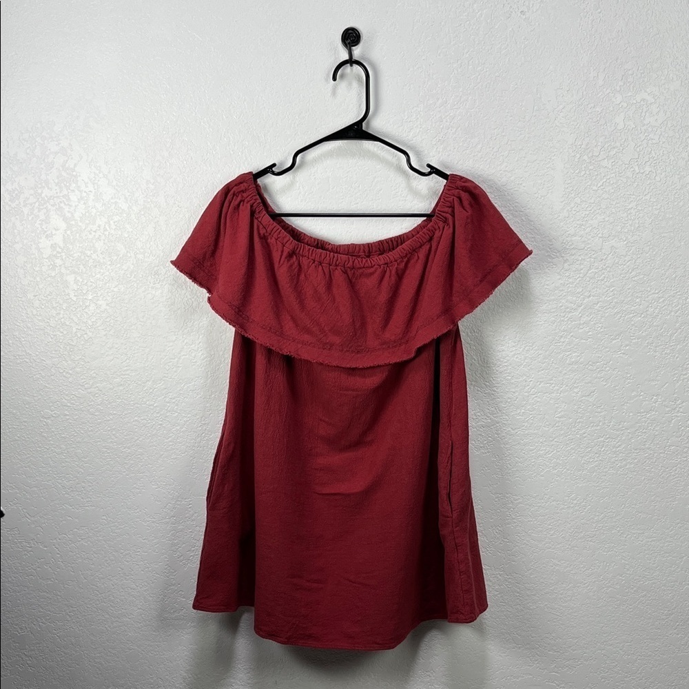 Wishlist Women's Off-Shoulder Burgundy Mini Dress Cotton Blend Sz M/L Pockets
